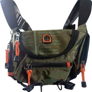 Stylish Olive and Orange Belt Bag for Men (A290)